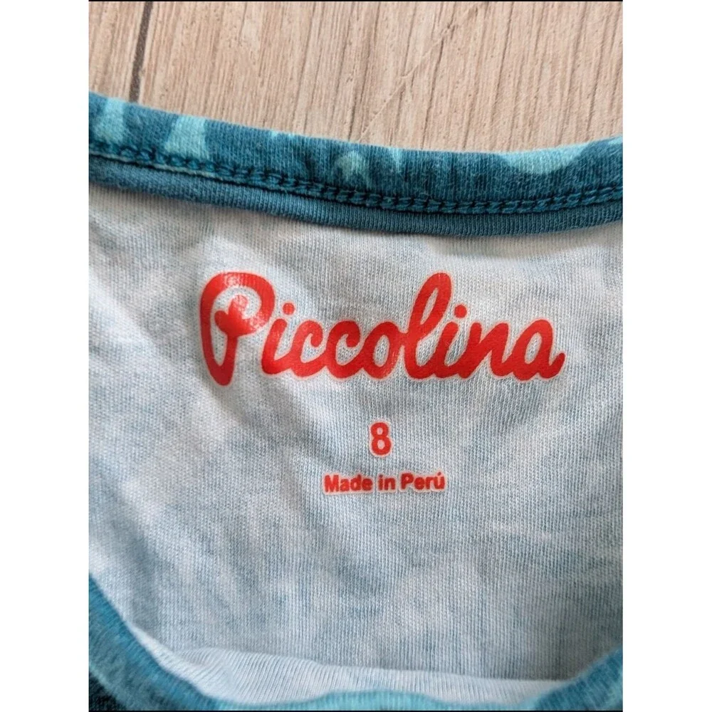 Piccolina Teal Dino Ruffle Hem Kids Top, 8Y (V8)